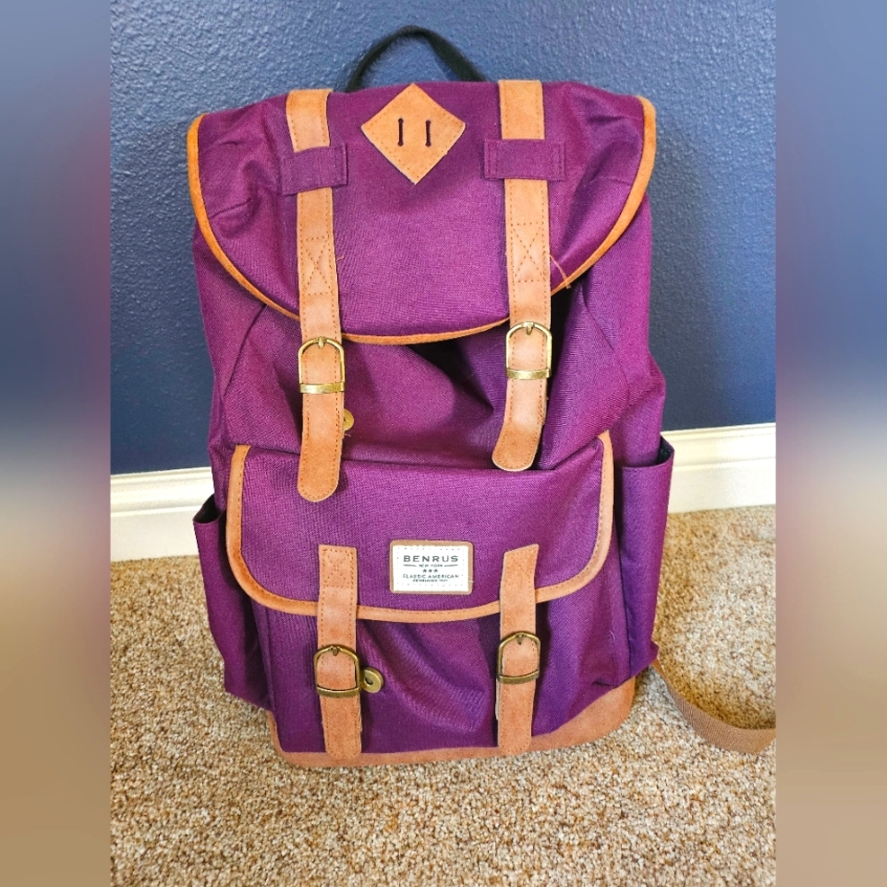 Purple and Tan Backpack